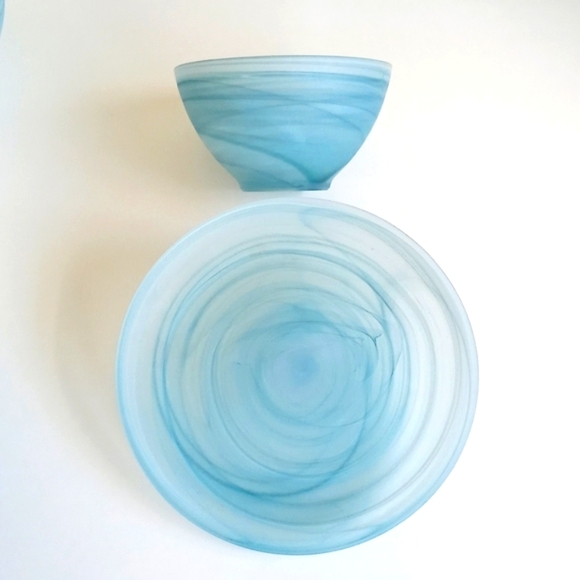 Blown Glass Plate and Bowl Set of 2 - Picture 8 of 9